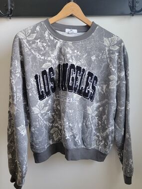 Oversized Los Angeles Crewneck Sweatshirt - Gray Leaf Camo